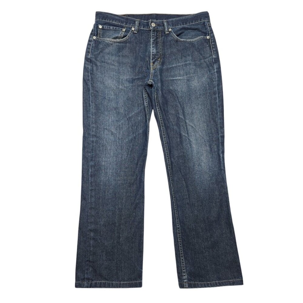 Levis 514 Jeans Mens 34 x 32 Blue Straight Leg Dark Wash Paint Splatter Mid Rise